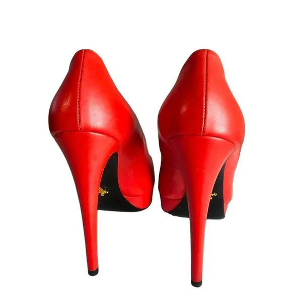 Prada Capretto Platform‎ Pumps Red Size 38.5 - Picture 7 of 15